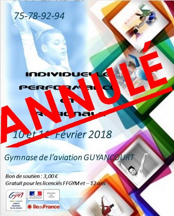 ANNULATION COMPETITION GAF GUYANCOURT 10/11 FEVRIER 2018 ANNULATION COMPETITION GAF GUYANCOURT 10/11 FEVRIER 2018
