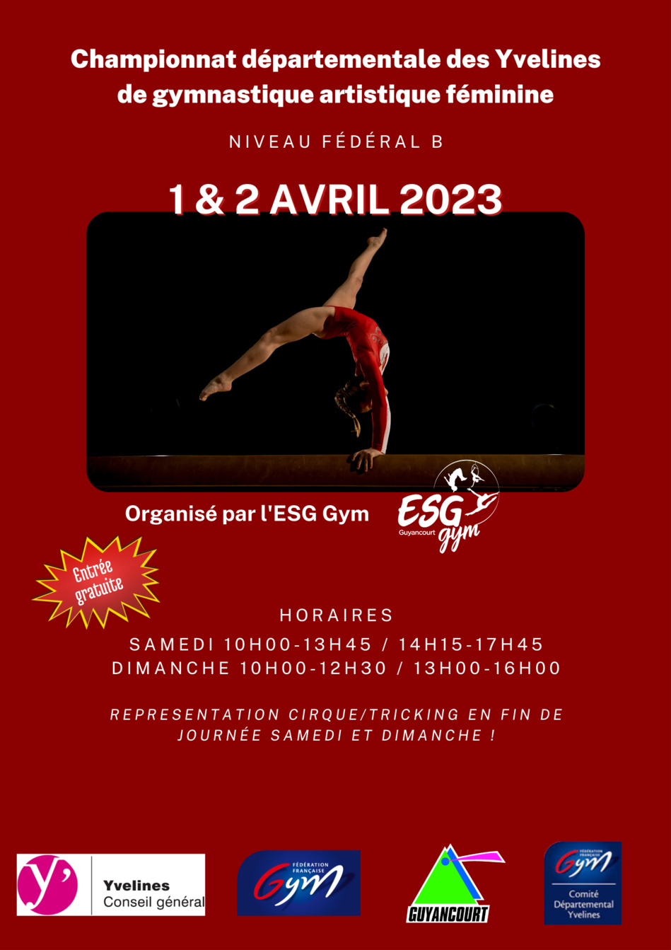 Compétition Gymnastique Artistique 1er et 2 avril 2023 Compétition Gymnastique Artistique 1er et 2 avril 2023