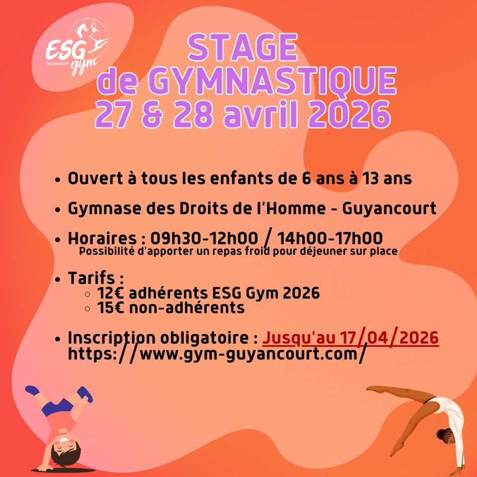 Stage Gym/Trampoline ouvert à tous les 27 et 28 avril 2026
