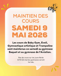 Maintien des cours samedi 09 mai 2026