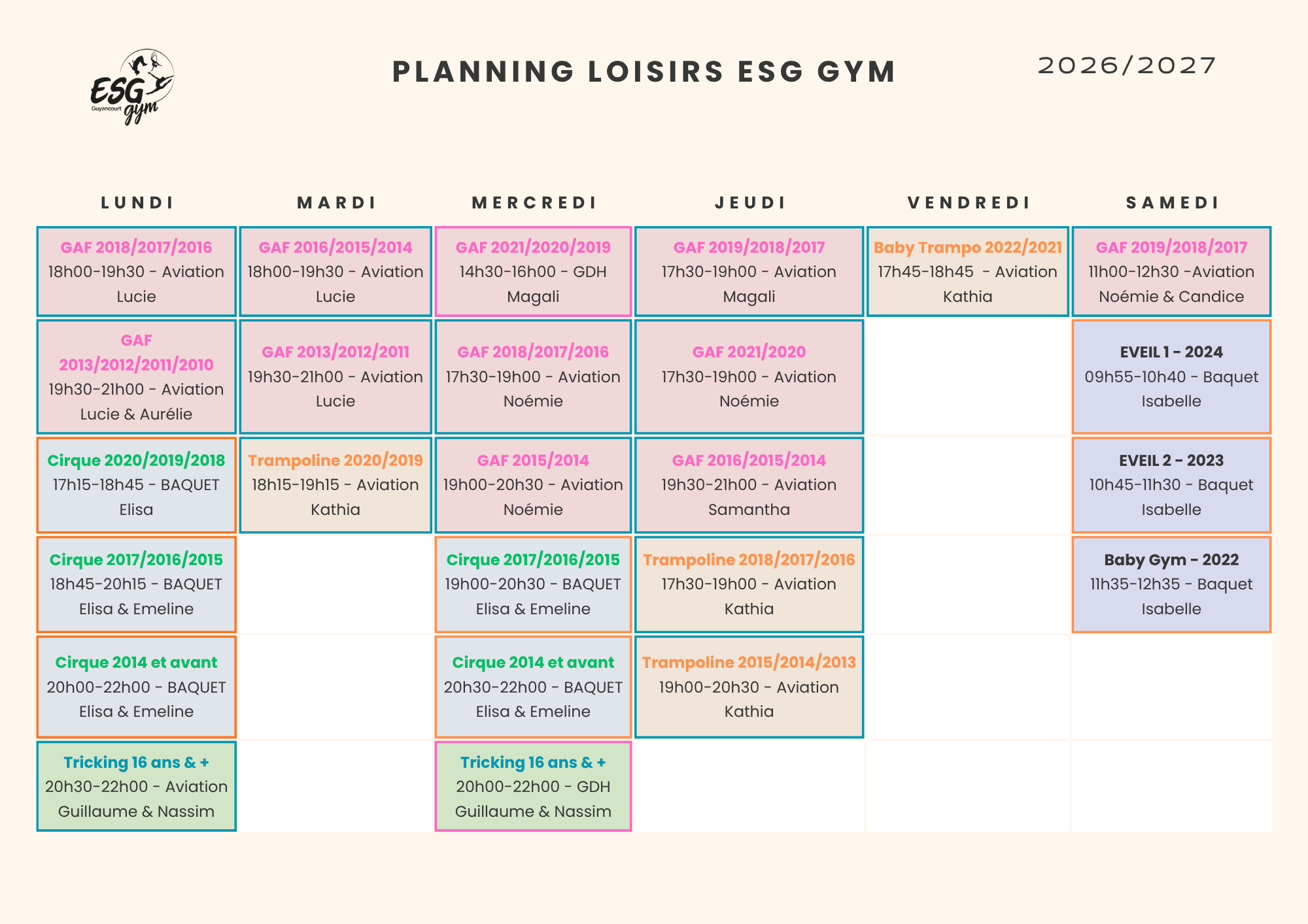 PLANNINGS 2026/2027