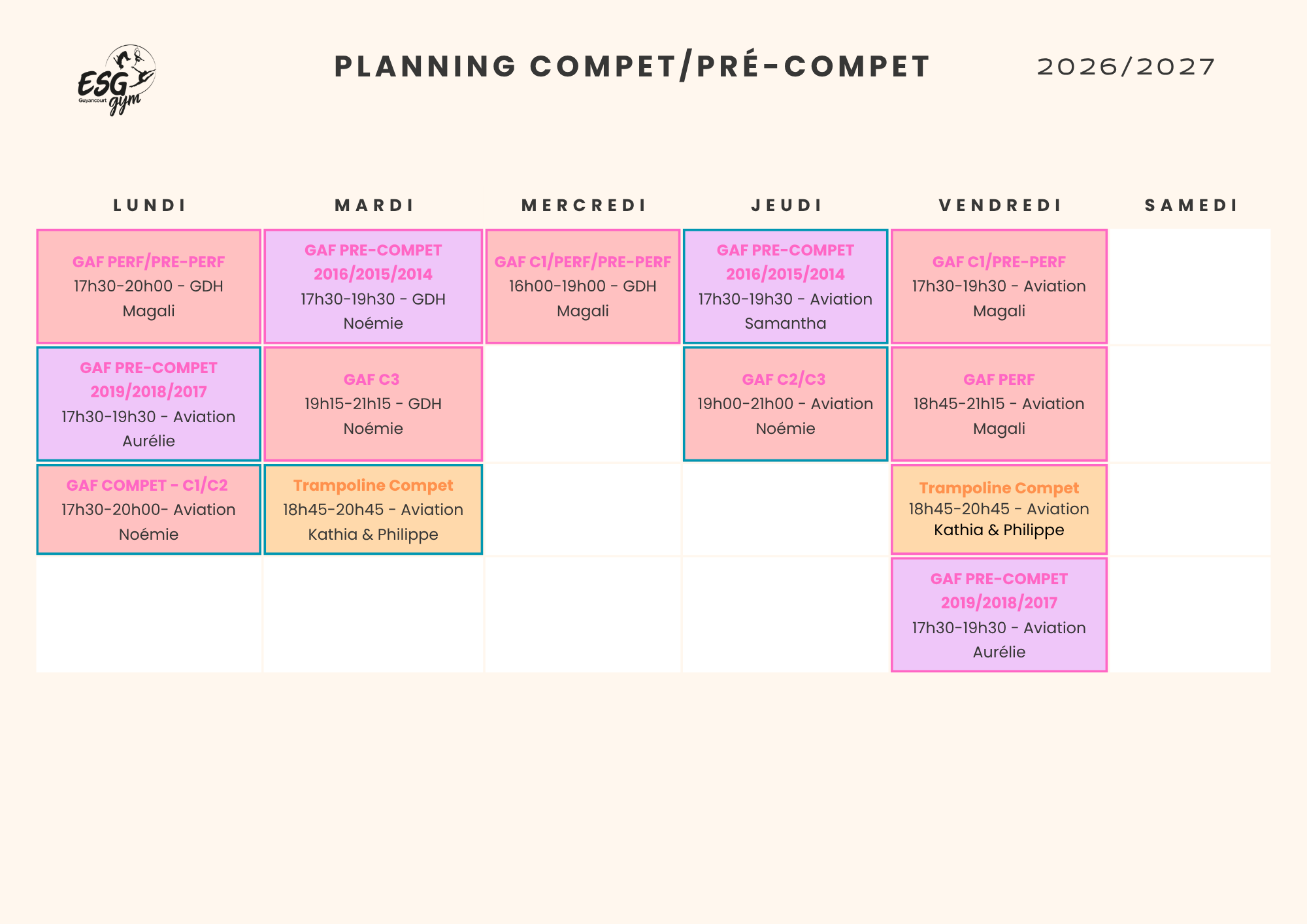 PLANNINGS 2026/2027