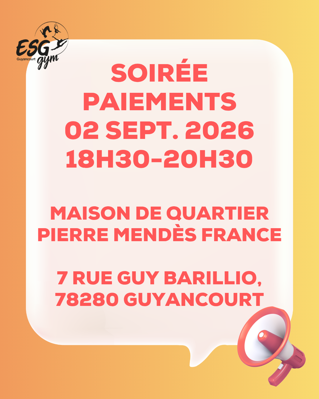 Soirée de Permanence Règlement Cotisations 2026/2027