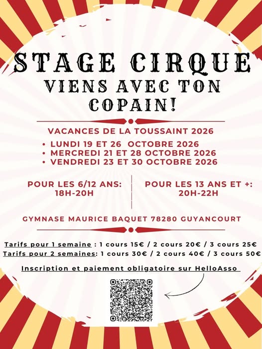 STAGE CIRQUE VACANCES D'AUTOMNE 2026
